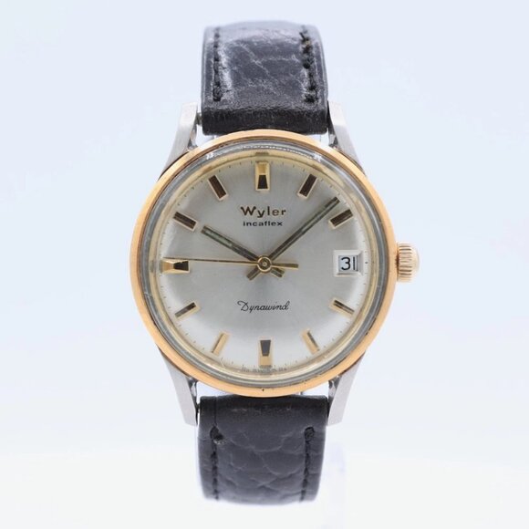 Vintage 32mm Wyler Dynawind Men\'s Automatic Wristwatch Swiss Two Tone Running